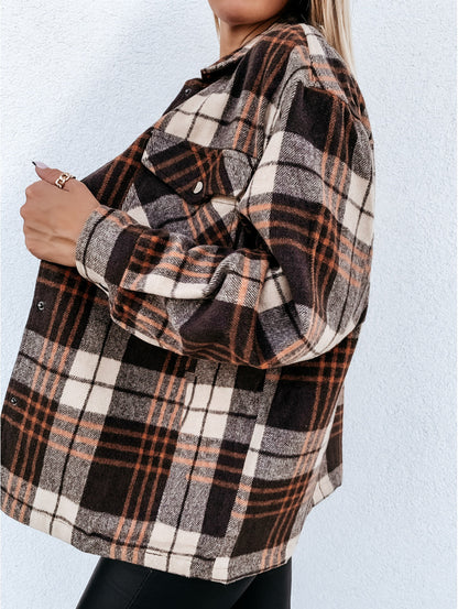 Übergroße Damen Pulloverjacke Karomuster Großes Modell