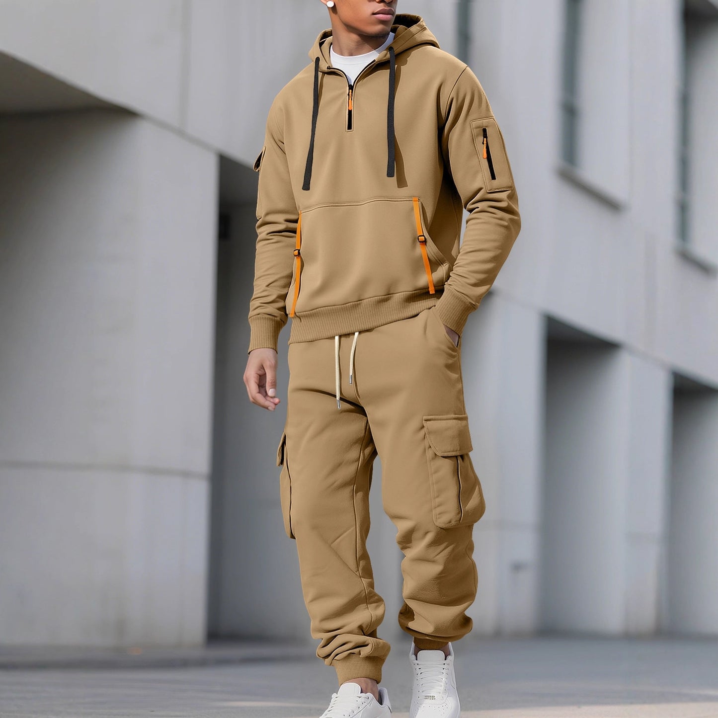 Herren Sportanzug Kapuze Taschen Funktionell Modern