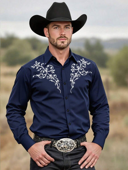 Herren Langarmhemd Modern mit Floralmuster Elegant