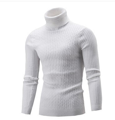Herren Rollkragenpullover Zopfmuster Eleganz Schwarz