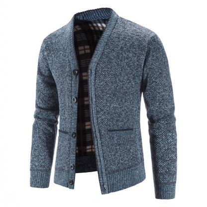 Herren Strickjacke Warm gefüttert Modern Schnitt