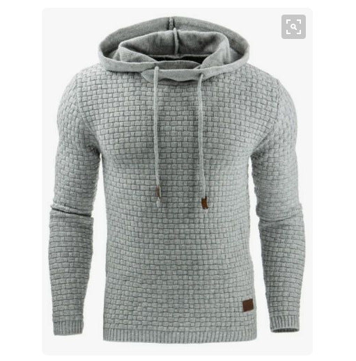 Herren Strickpullover mit Kapuze Grau Modern
