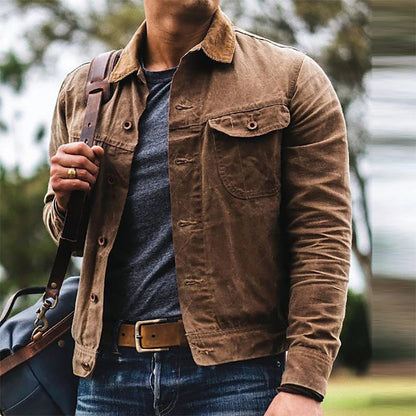 Herren Jacke Baumwoll Modern mit Taschen