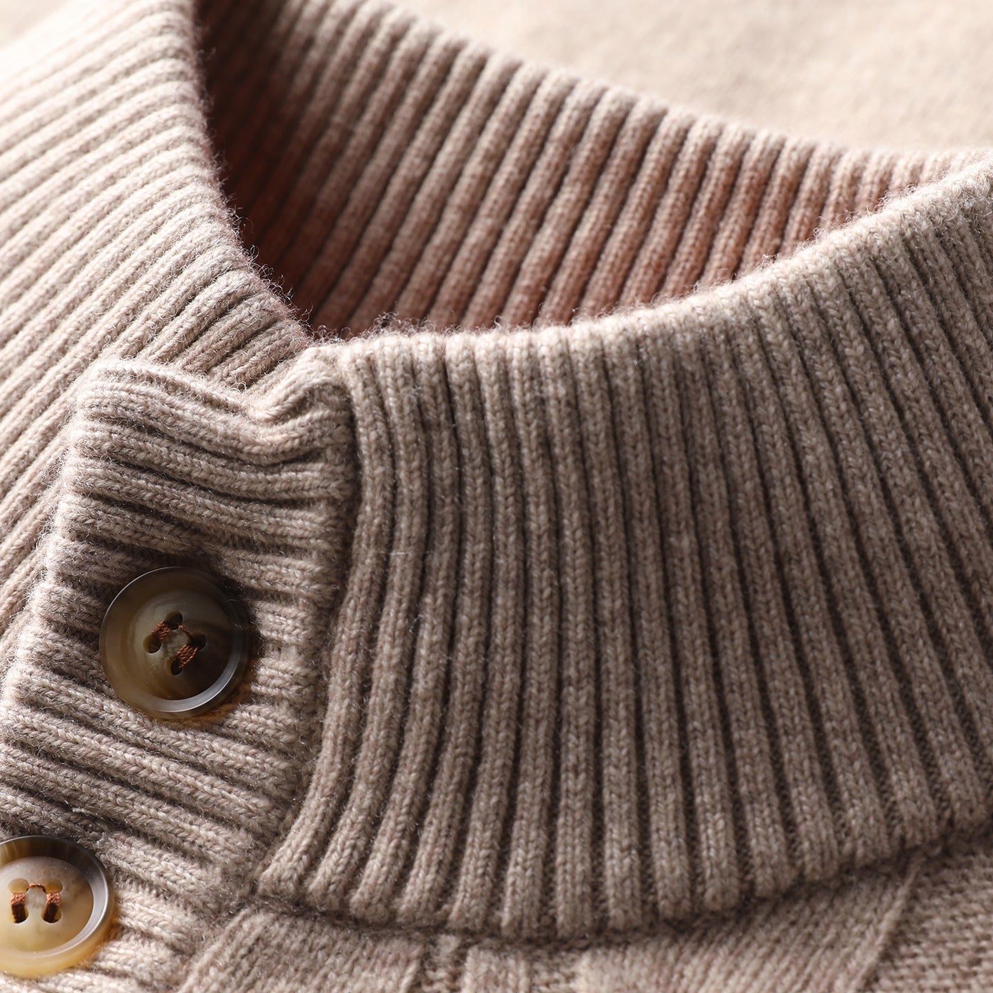 Herren Strickpullover Stehkragen Knopfleiste Elegent Modern
