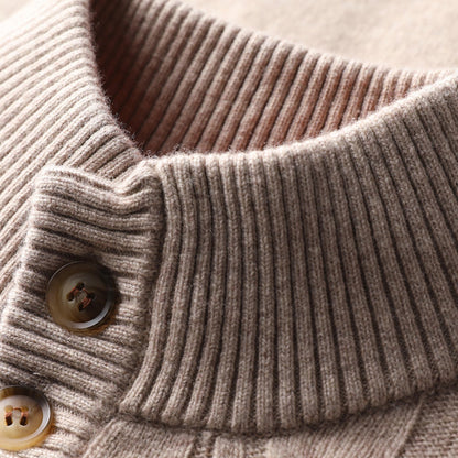 Herren Strickpullover Stehkragen Knopfleiste Elegent Modern