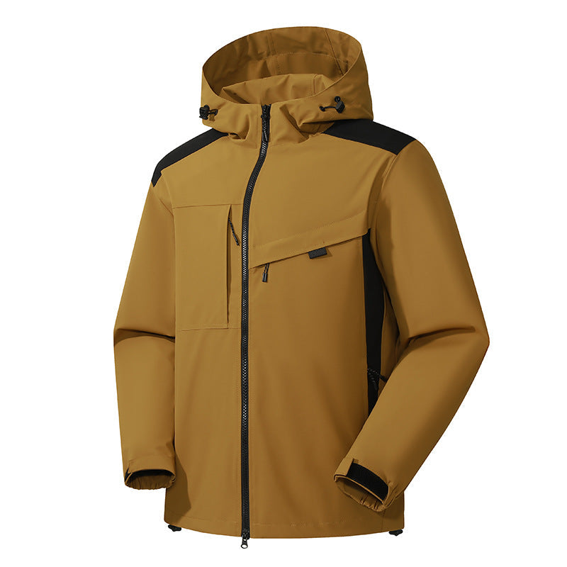 Herren Outdoor-Jacke Wasserdicht mit Kapuze und Reißverschlüssen
