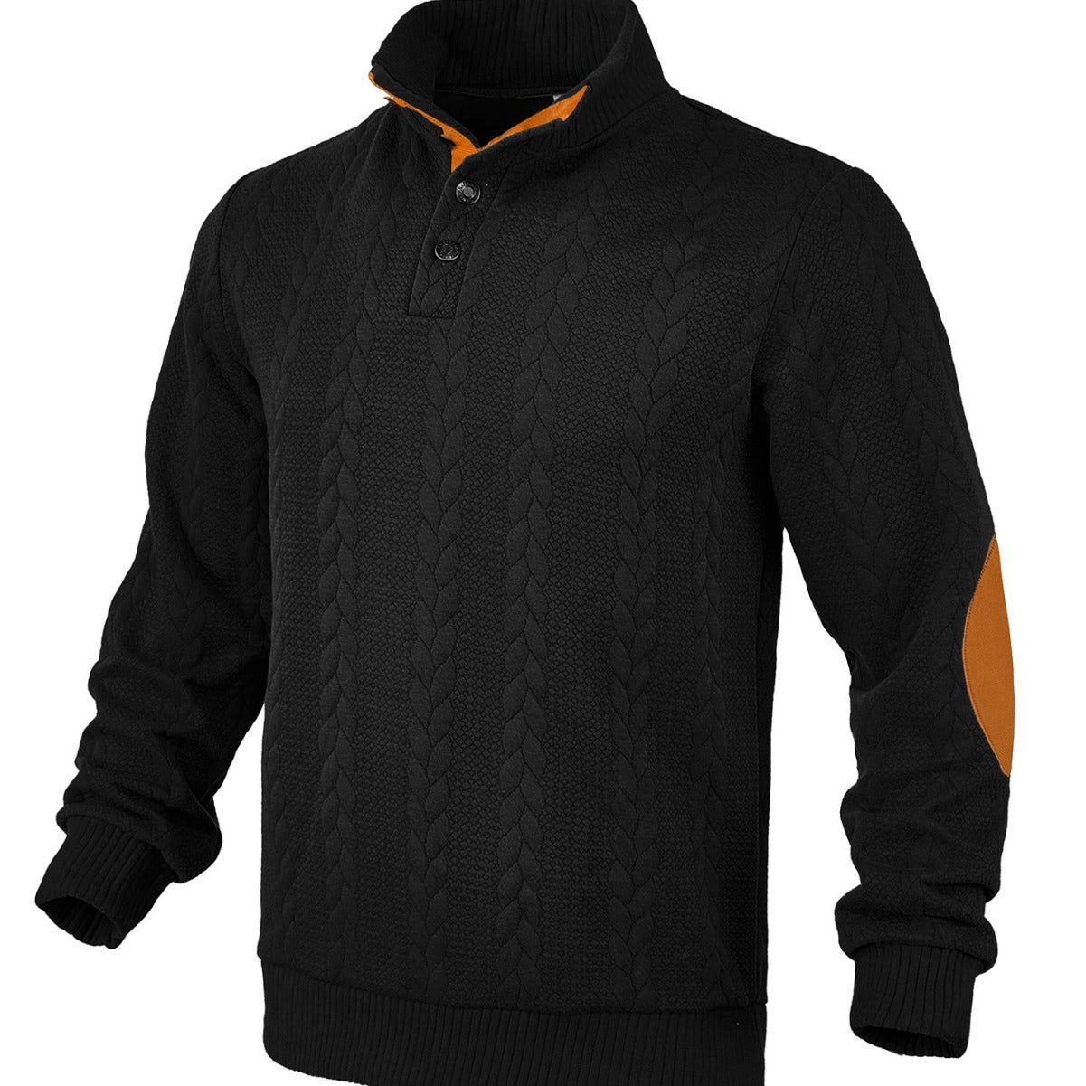 Herren Pullover Strukturiert Leder Akzente Modern