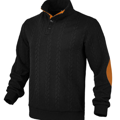 Herren Pullover Strukturiert Leder Akzente Modern