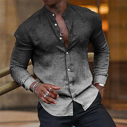 Herren Hemd Langarm Henley Kragen Modern