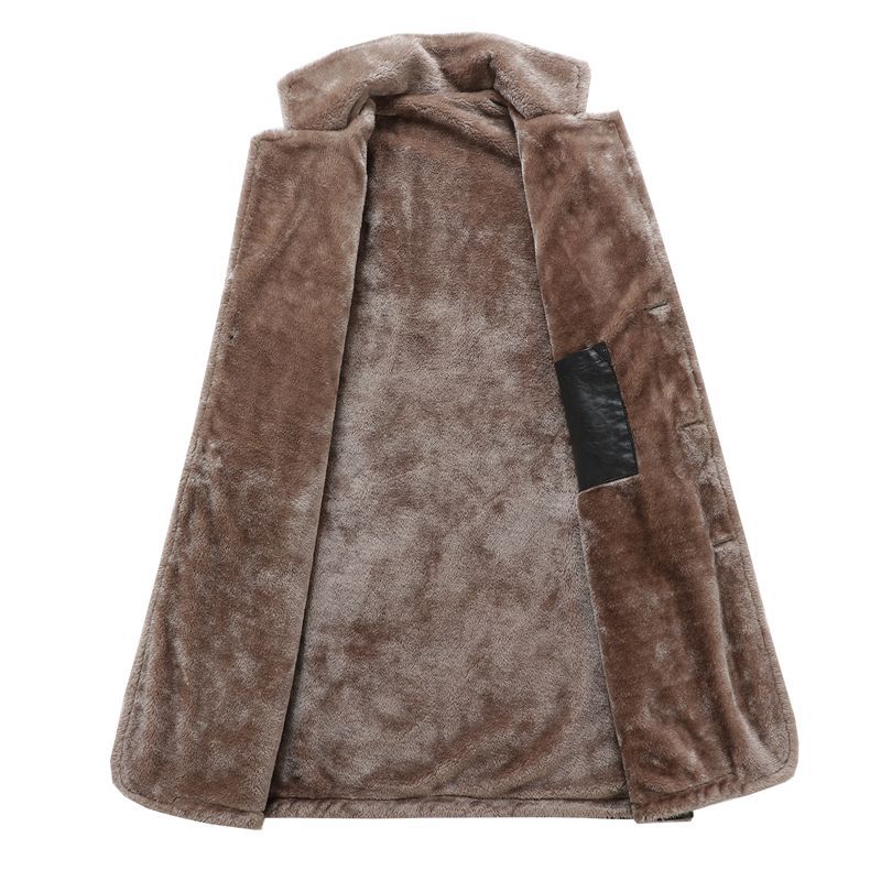 Lederblazer Herren Elegant Lederjacke Mit Fleece-Futter