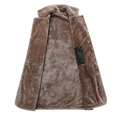 Lederblazer Herren Elegant Lederjacke Mit Fleece-Futter