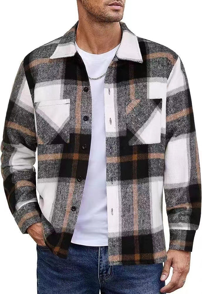Herren Karo Hemdjacke Lässig Modern