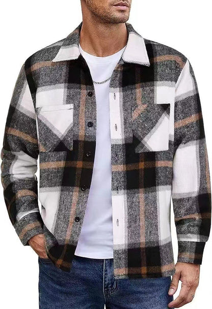 Herren Karo Hemdjacke Lässig Modern