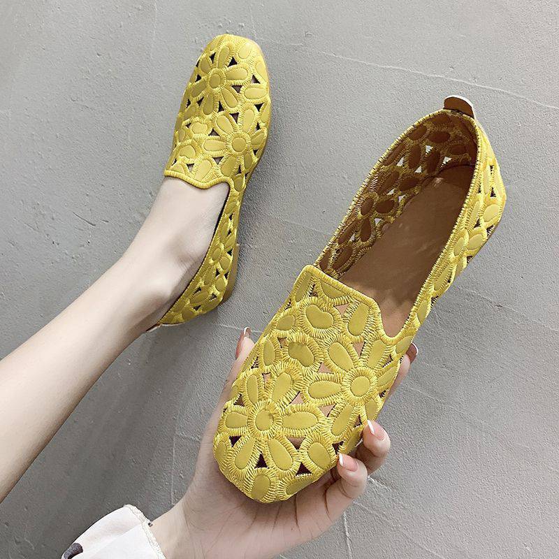 Damen Ballerinas Bequem Floralmuster Schuhe Damen