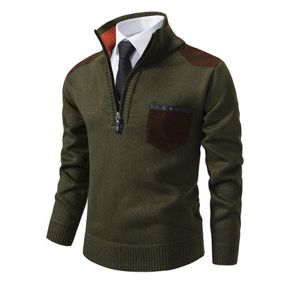 Herren Pullover Stehkragen mit Brusttasche Eleganter Style