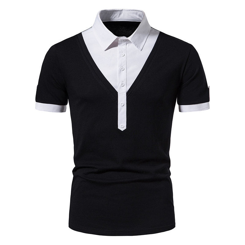 Herren Poloshirt Modern V-Ausschnitt Kontrast Akzente