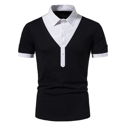 Herren Poloshirt Modern V-Ausschnitt Kontrast Akzente