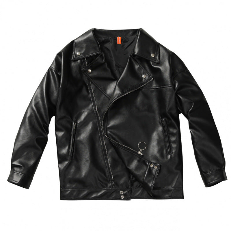 Elegante Lederjacke Herren Bikerjacke Asymmetrisch