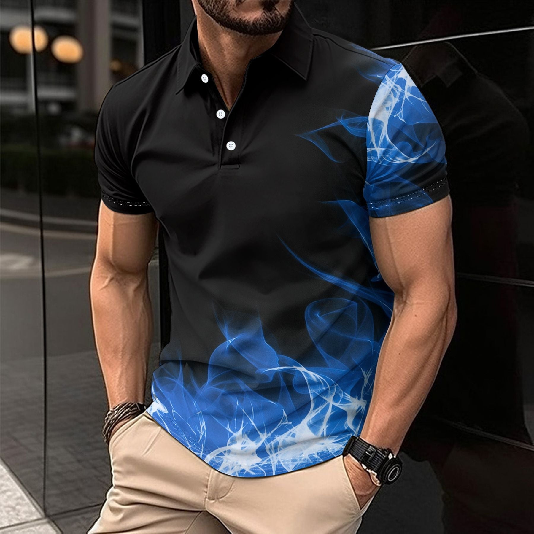 Herren Poloshirt Modern Atmungsaktiv Grafikdesign - BerlinGlamour