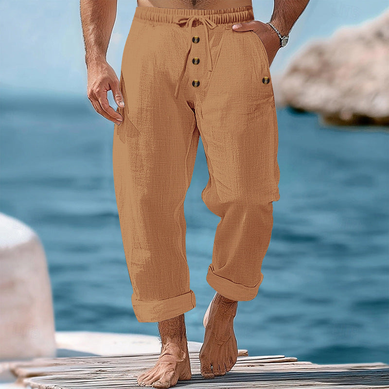 Herren Strandhose Leicht Baumwolle Sommerhose