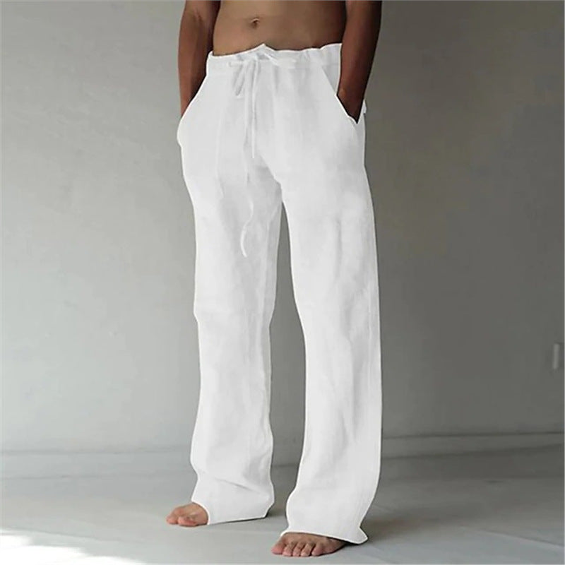 Herren Leinenhose Bequem mit Verstellbarem Bund und Seiten-Taschen - BerlinGlamour