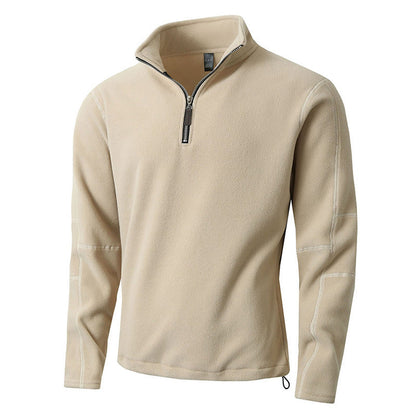 Herren Fleece Pullover Lang Reißverschluss Stehkragen Warm
