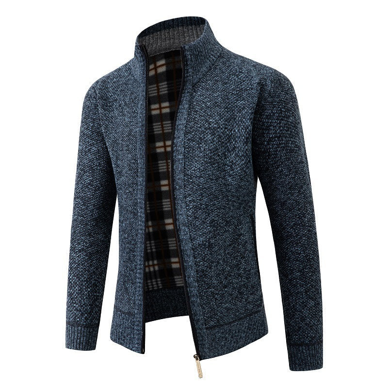 Herren Strickjacke Elegante Mit Kragen Schwarz