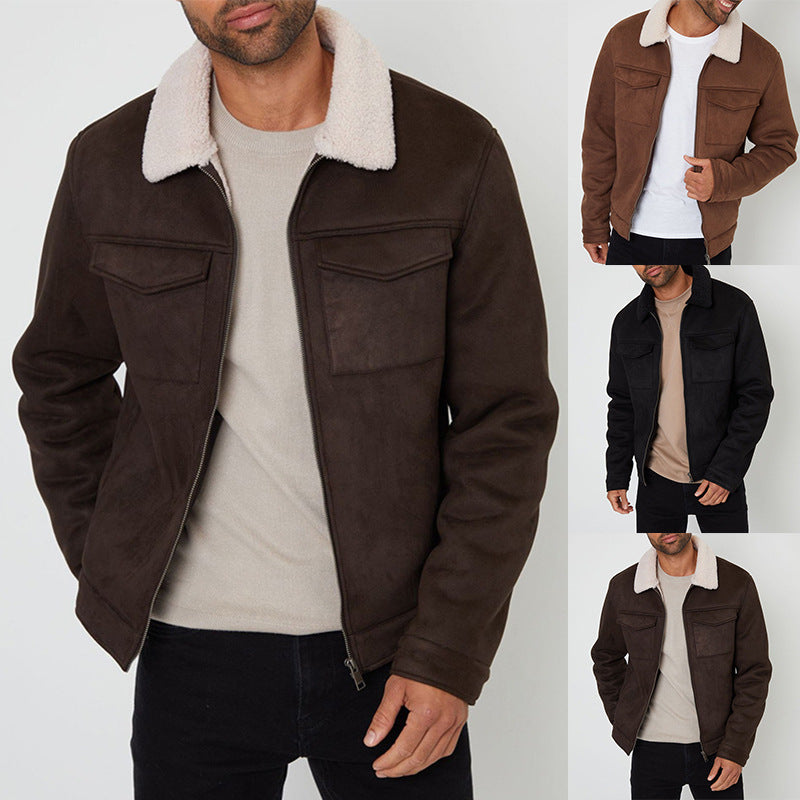 Herren Lederjacke Warm Wildleder Kragen - BerlinGlamour