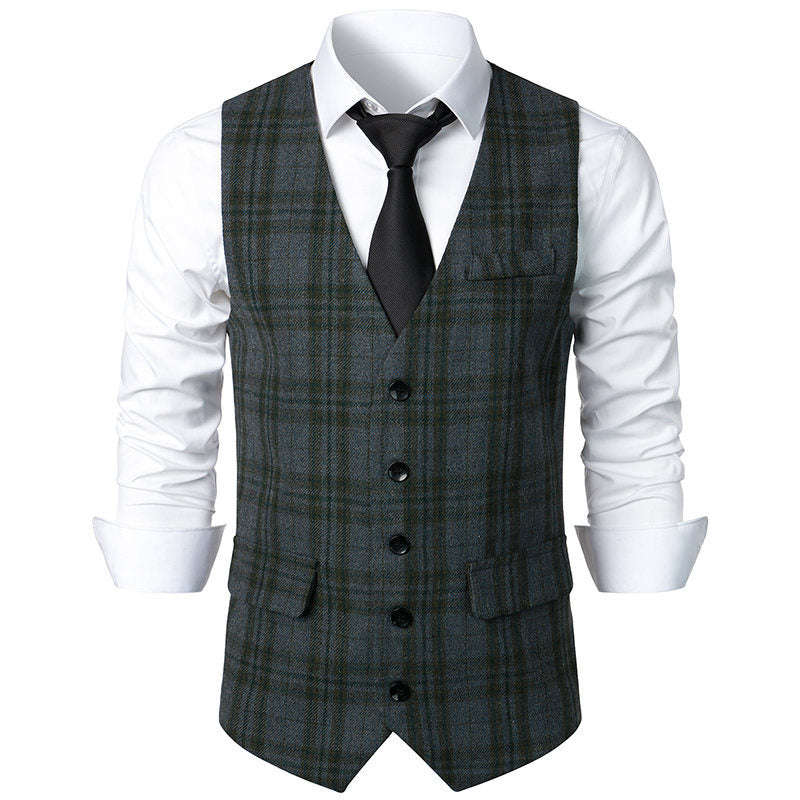 Herren Karoveste Elegant Schnitt Praktisch Mit Taschen