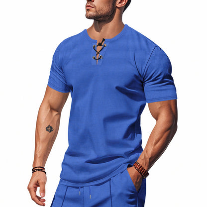 Herren T-Shirt Kurzarm mit Knopfverschluss Modern Style