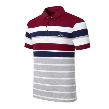Herren Polo Kurzarm Streifenmuster Modern