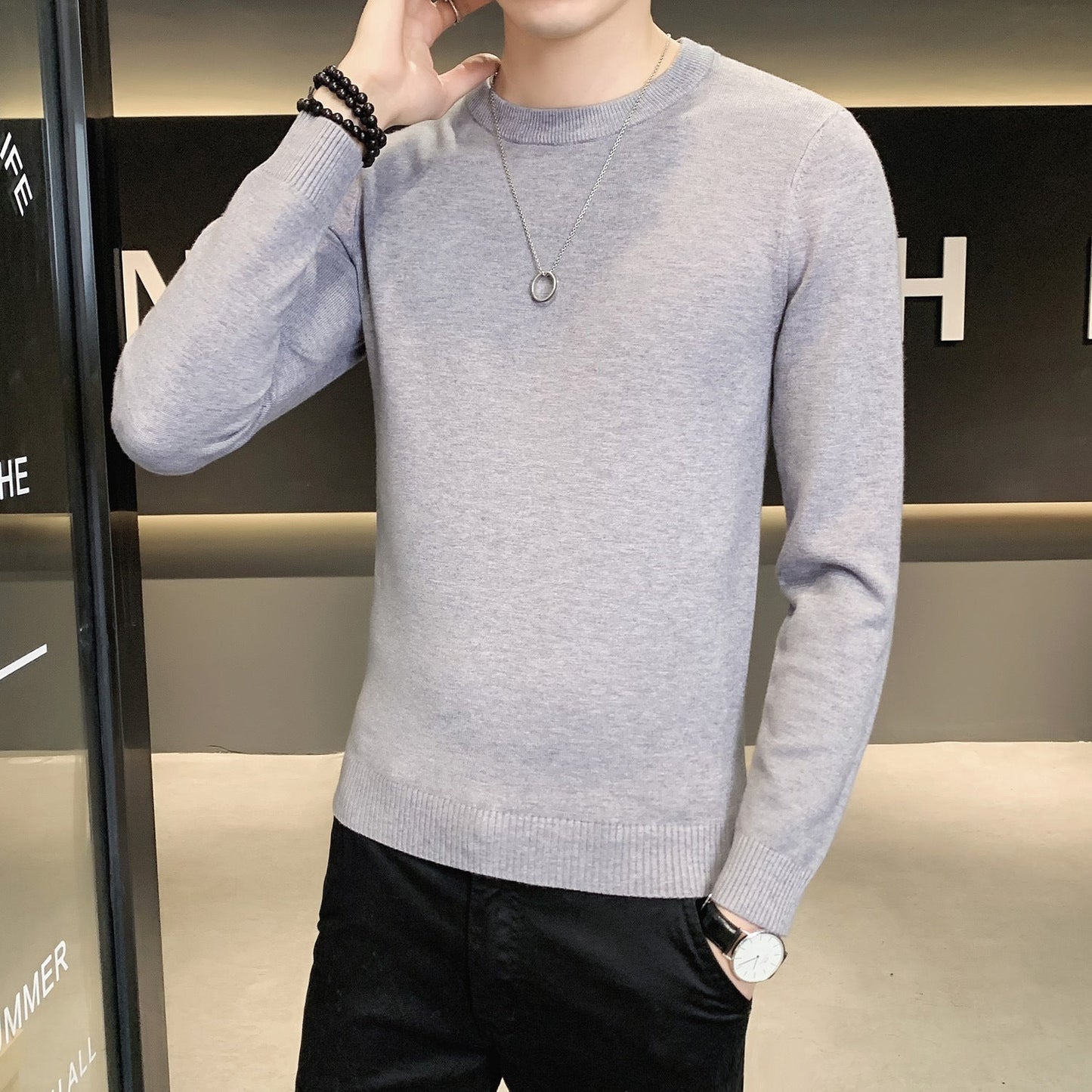 Herren Strickpullover Hochwertig Modern Schwarz