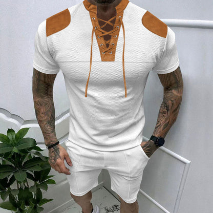 Herren Kurzarmshirt Modern Schnürdesign Berlin Style