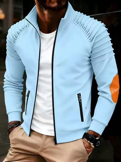 Herren Jacke Sportlich Mit Plissé Ärmeln Trendig