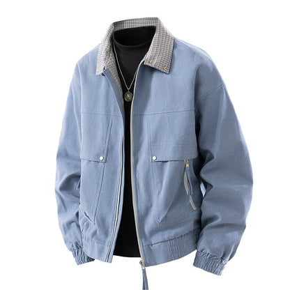 Herren Steppjacke Twill Reißverschluss Korkenzieher Modern