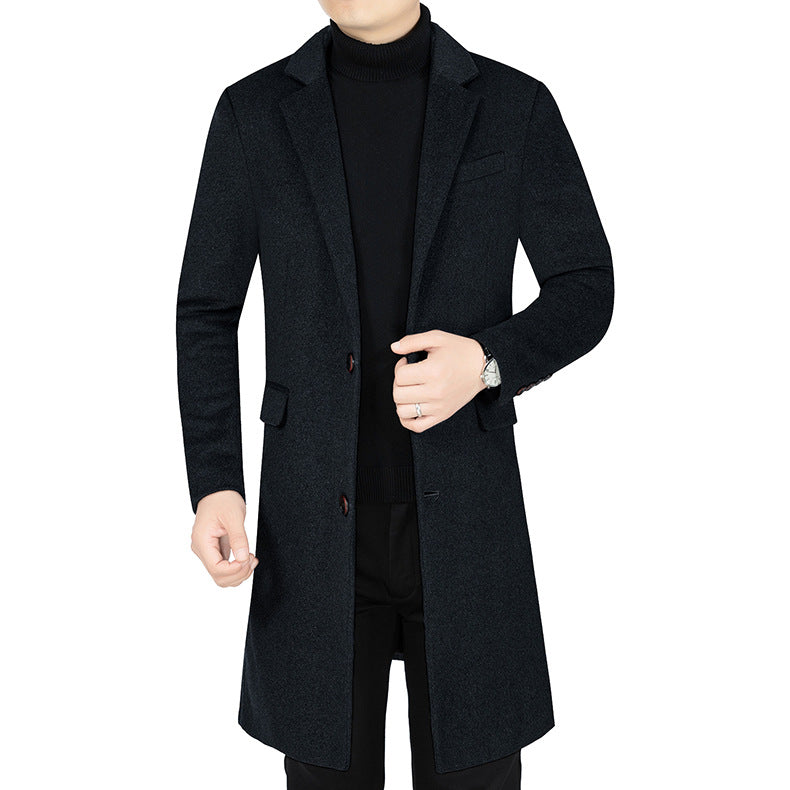 Herren Mantel Warm Verarbeitet mit Weichem Innenfutter Schwarz