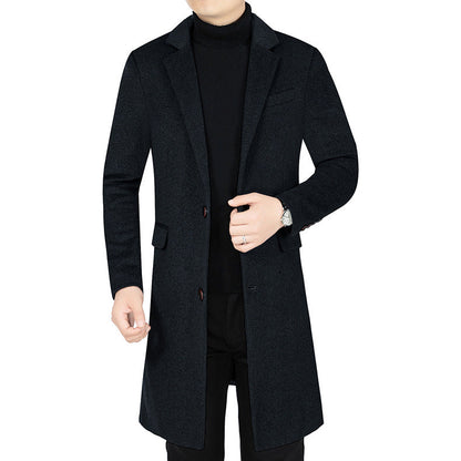 Herren Mantel Warm Verarbeitet mit Weichem Innenfutter Schwarz