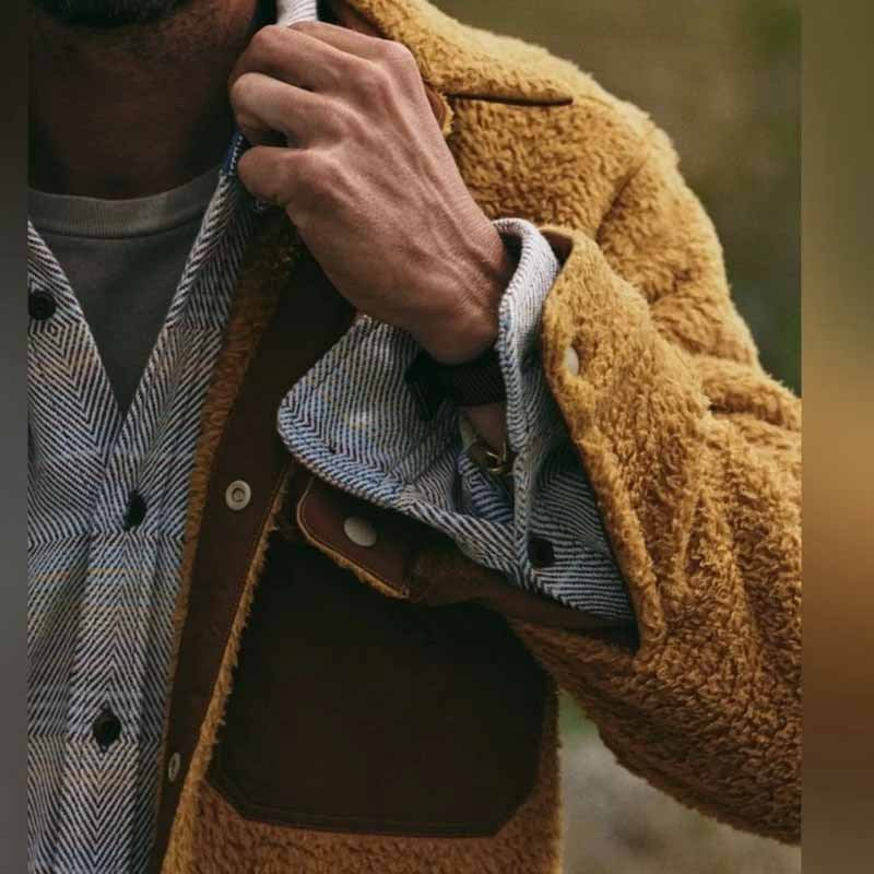 Herren Fleecejacke Warm Doppellagig mit Taschen