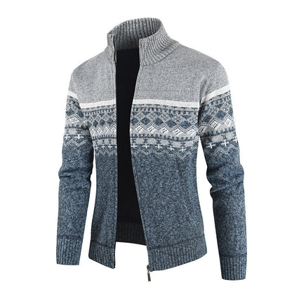 Herren Strickjacke Modern Geometrisches Muster Zipper