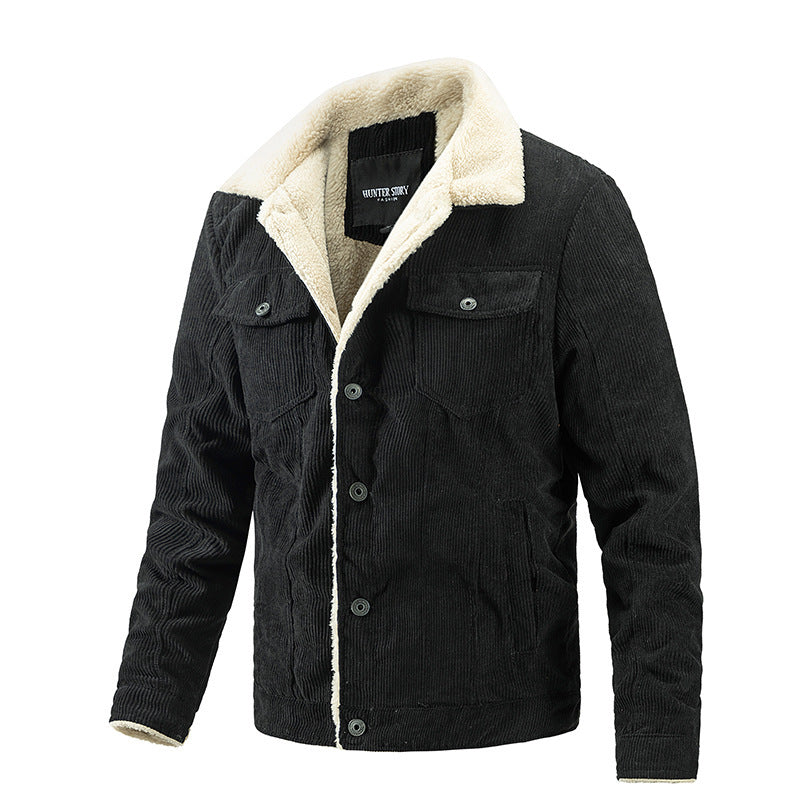 Herren Kordjacke Weich Teddyfutter Warm Winter