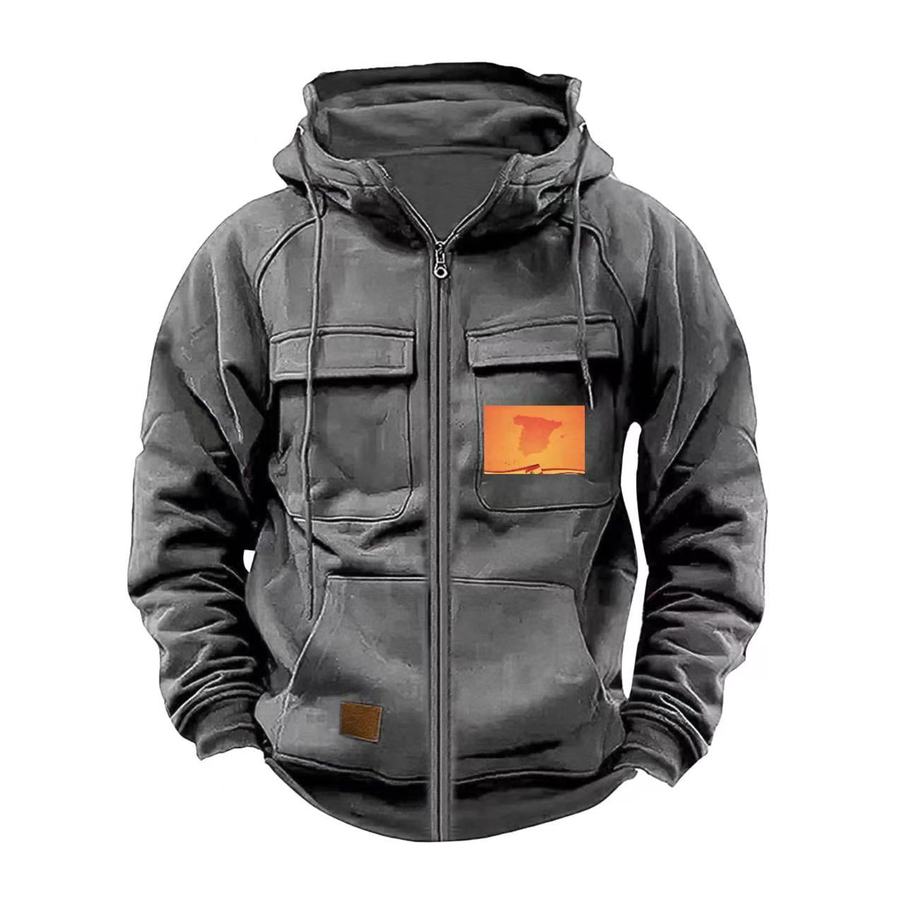 Herren Kapuzenjacke Multifunktionsjacke Praktisch Mit Taschen