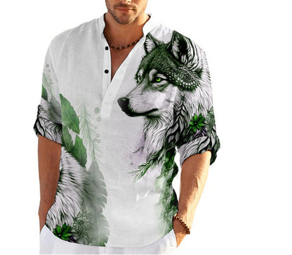 Männer Hemd Kurzarm Wolf Motiv Berlin Style