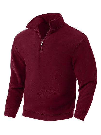 Herren Fleece Pullover Halbzipper Hoher Kragen Warm