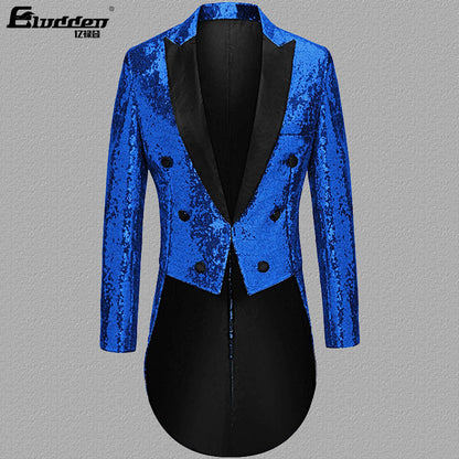 Herren Blazer Pailletten Elegant Revers Modern