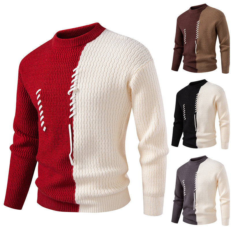 Herren Pullover Strick Modern Farbblock Großstadt Stil - BerlinGlamour