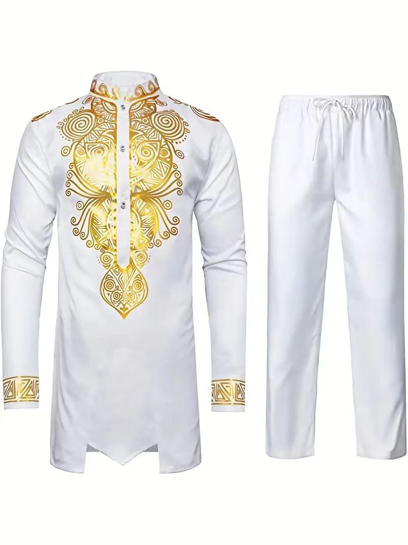 Herren Anzug Set Elegant mit Stickerei und bequeme Hosen