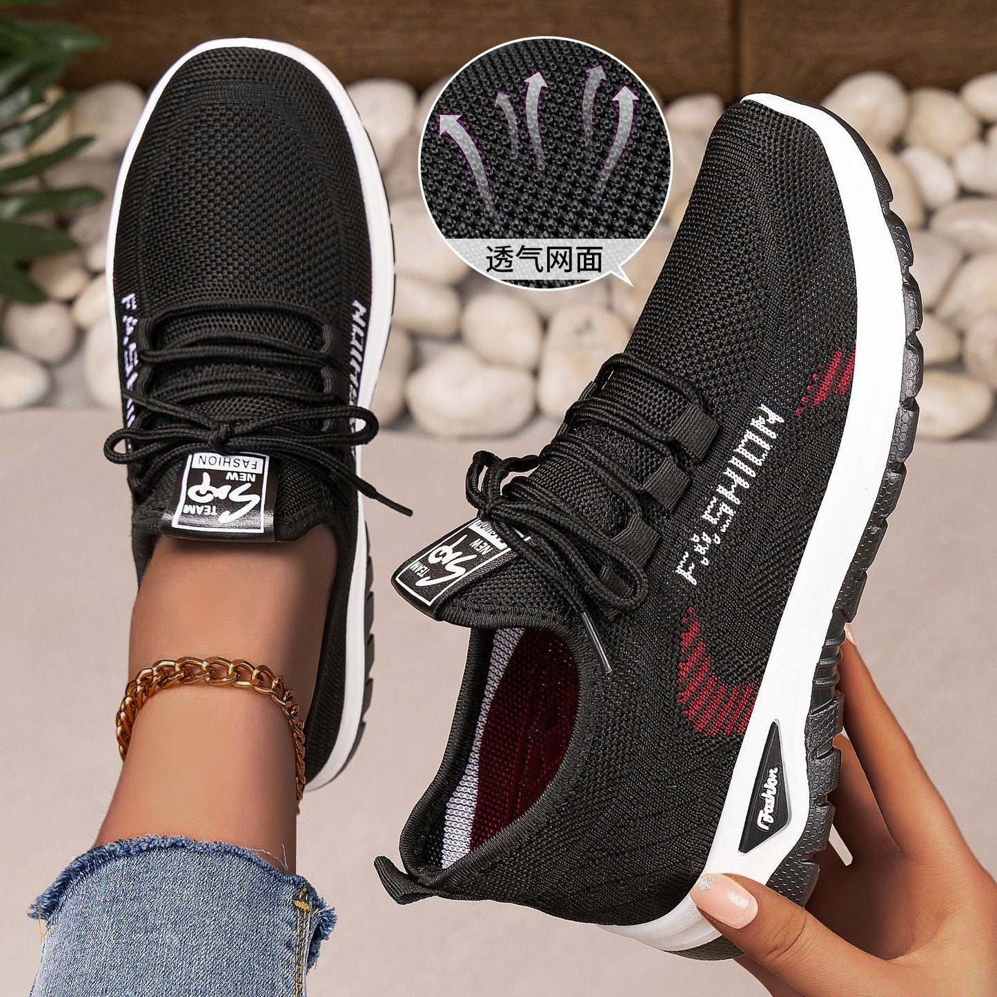 Damen Sport Sneaker Atmungsaktiv Bequem Laufschuhe