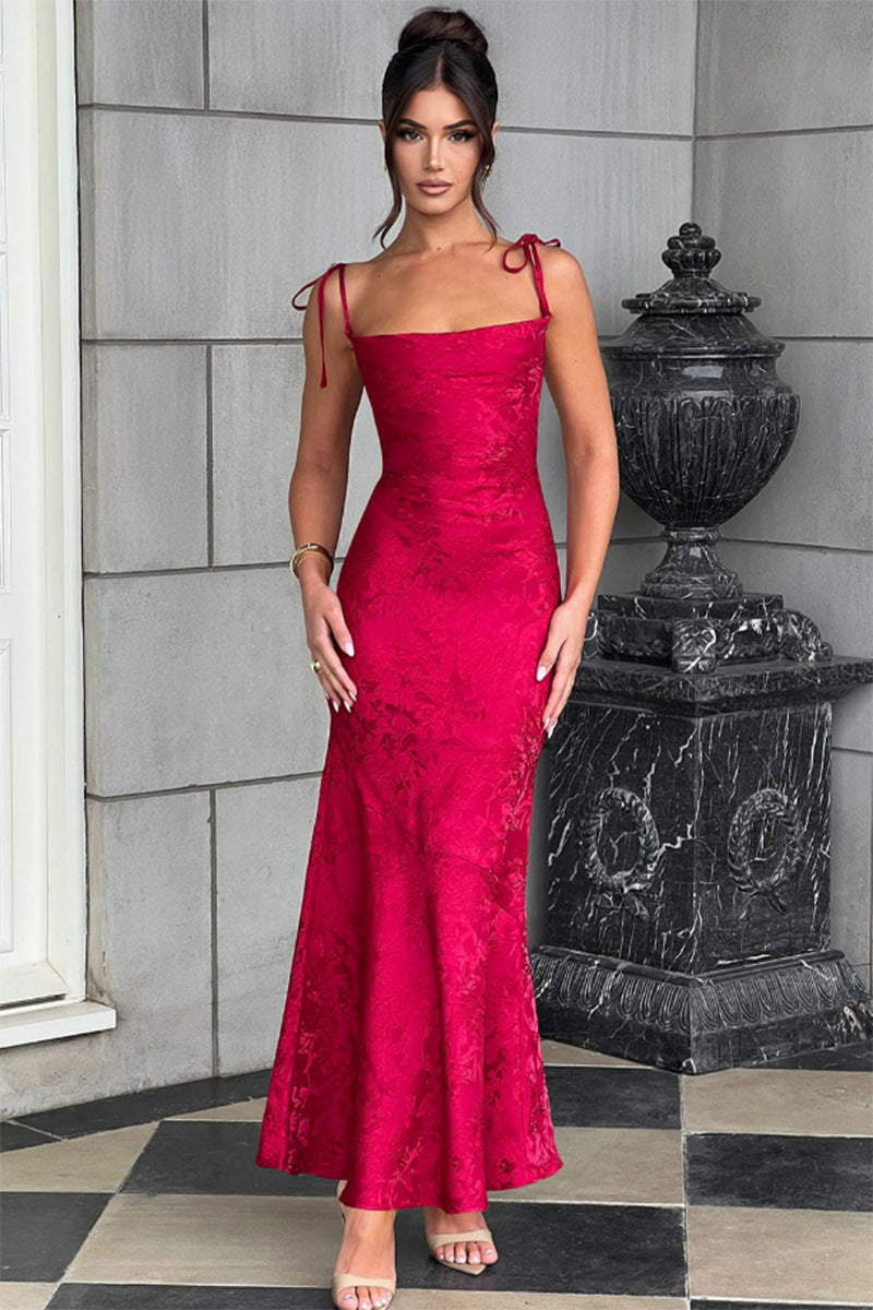Elegantes Abendkleid Damen Langarm Floral Mit Rückenausschnitt
