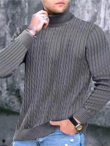 Herren Rollkragenpullover Strickmuster Grobstrick Modern