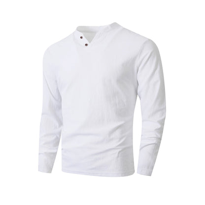 Herren Langarmshirt Elegantes Design Stehkragen Knöpfe Modern
